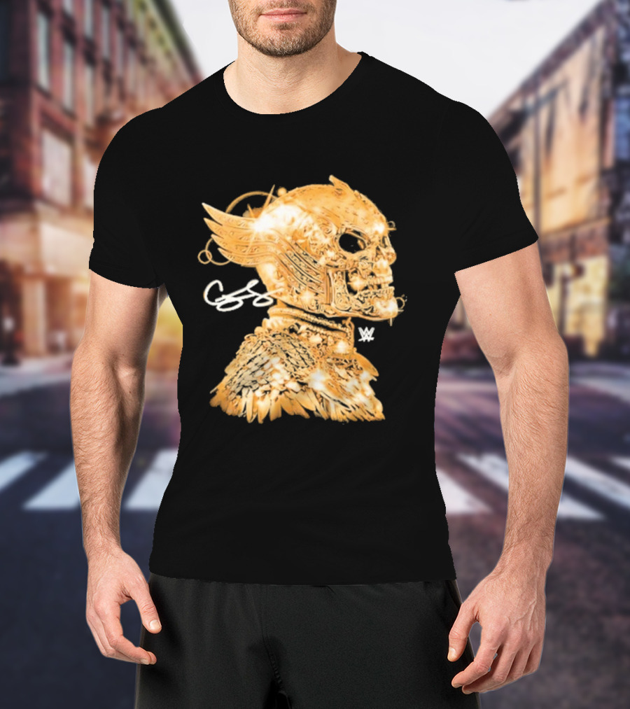 Cody Rhodes Gold Skull Mask Winged WW T-Shirt