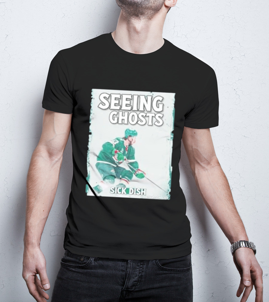 Seeing Ghosts Quinn Hughes Sick Dish Hockey T-Shirt