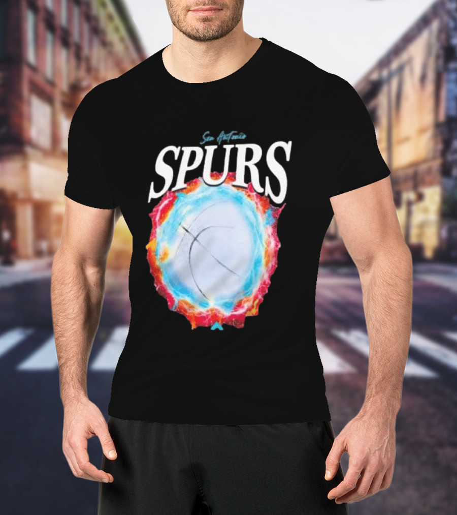 San Antonio Spurs Basketball Fire Ice Burst T-Shirt