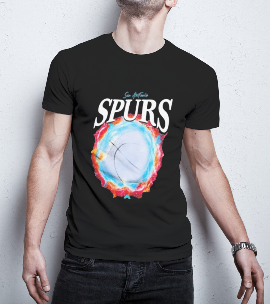 San Antonio Spurs Basketball Fire Ice Burst T-Shirt