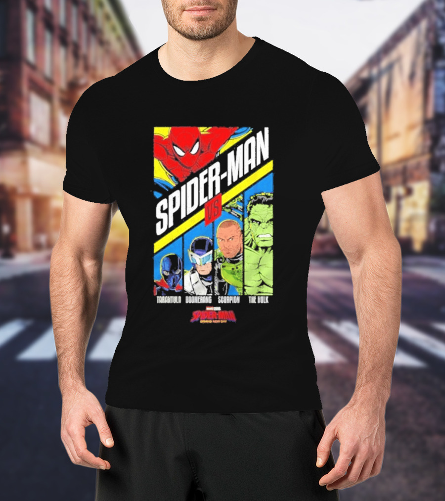 Spider Man VS Tarantula Boomerang Scorpion The Hulk Marvel Superheroes Showdown T-Shirt