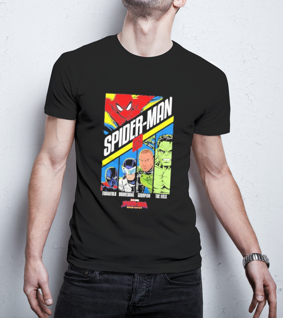 Spider Man VS Tarantula Boomerang Scorpion The Hulk Marvel Superheroes Showdown T-Shirt