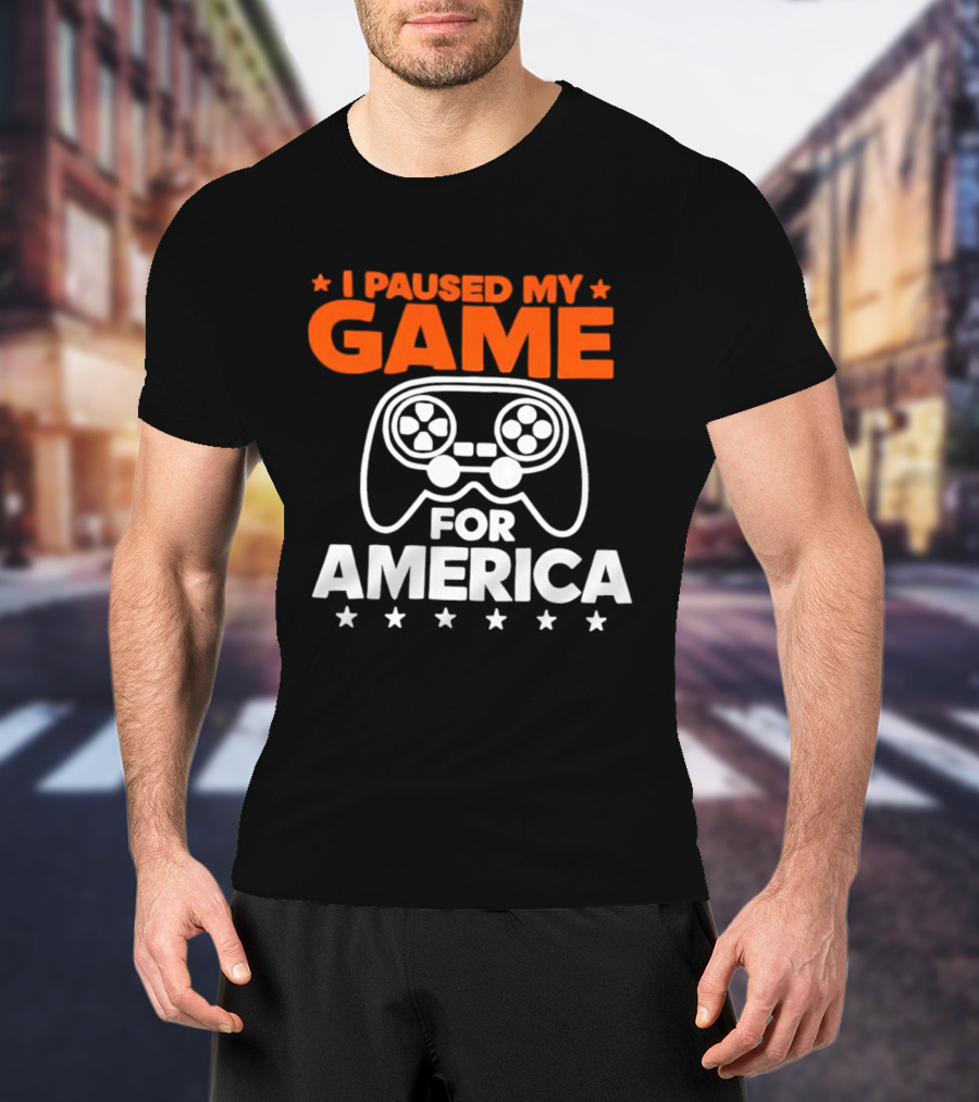 I Paused My Game For America Video Game Controller Stars T-Shirt