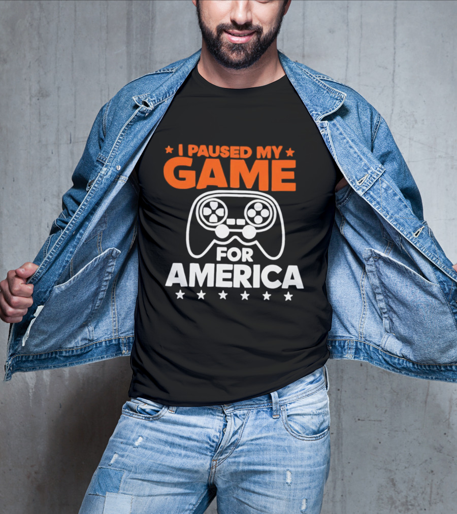 I Paused My Game For America Video Game Controller Stars T-Shirt