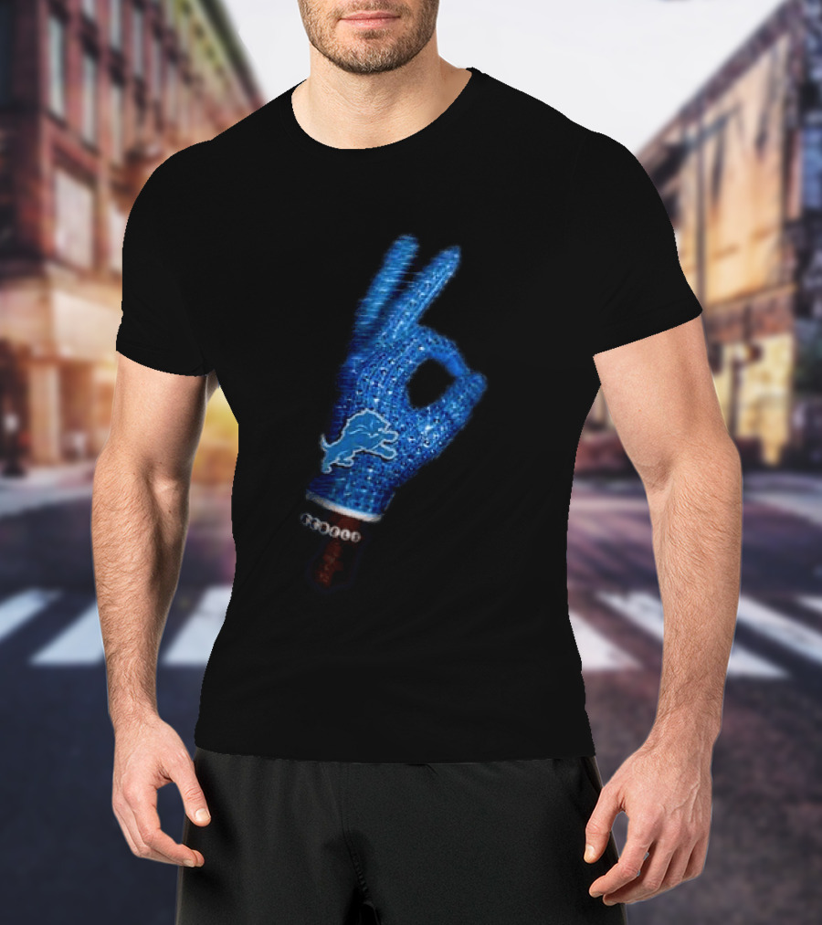 Drake Iceman Detroit Lions Glove Gesture Iconic Team Glove With Beaded Wristband T-Shirt