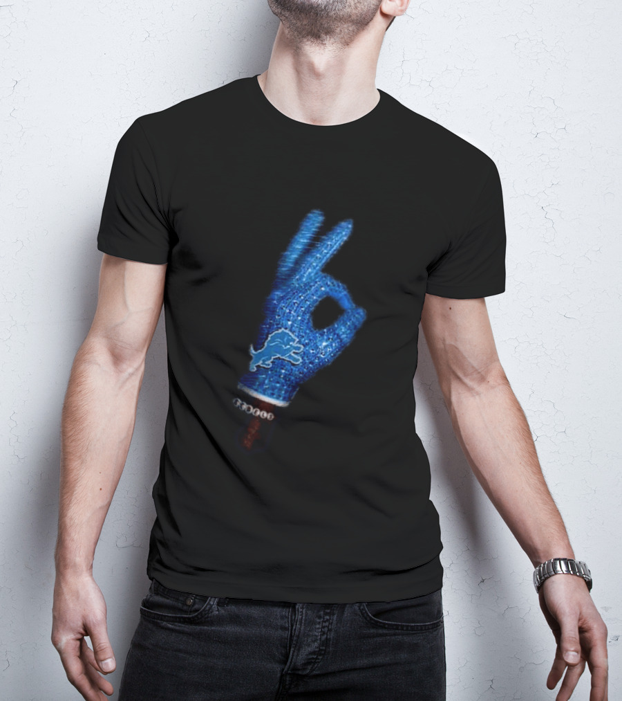 Drake Iceman Detroit Lions Glove Gesture Iconic Team Glove With Beaded Wristband T-Shirt