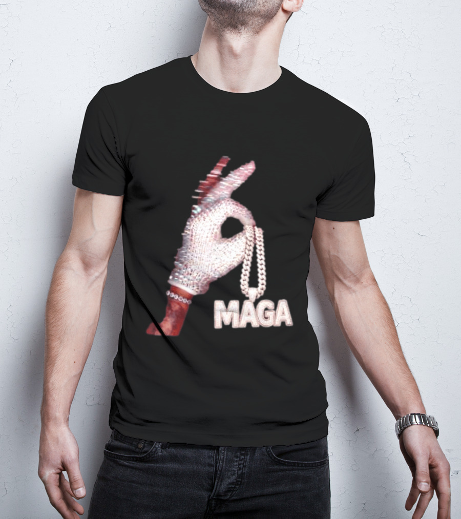MAGA Iceman Hand Gesture With Diamond Encrusted Jewelry T-Shirt
