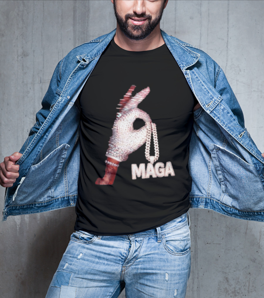 MAGA Iceman Hand Gesture With Diamond Encrusted Jewelry T-Shirt
