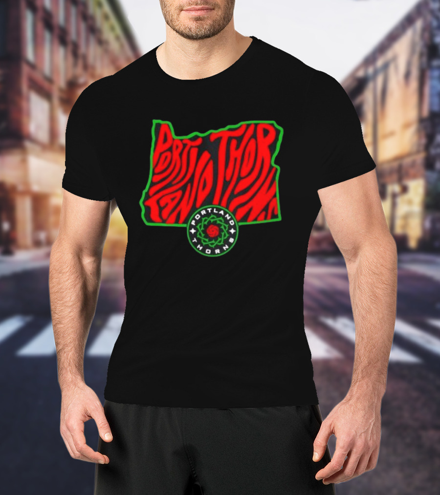Portland Thorns FC NWSL Oregon State Map Groovy T-Shirt