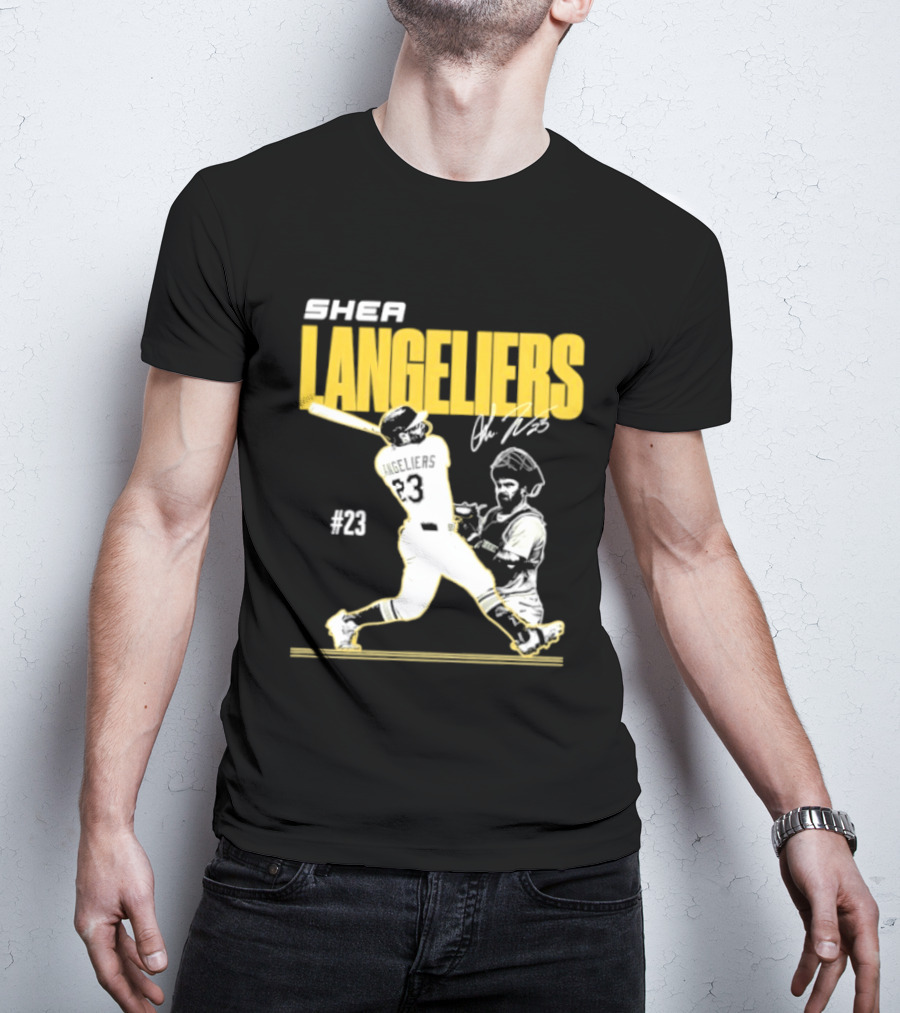Shea Langeliers 23 Athletics Baseball Slugger Swing Signature T-Shirt