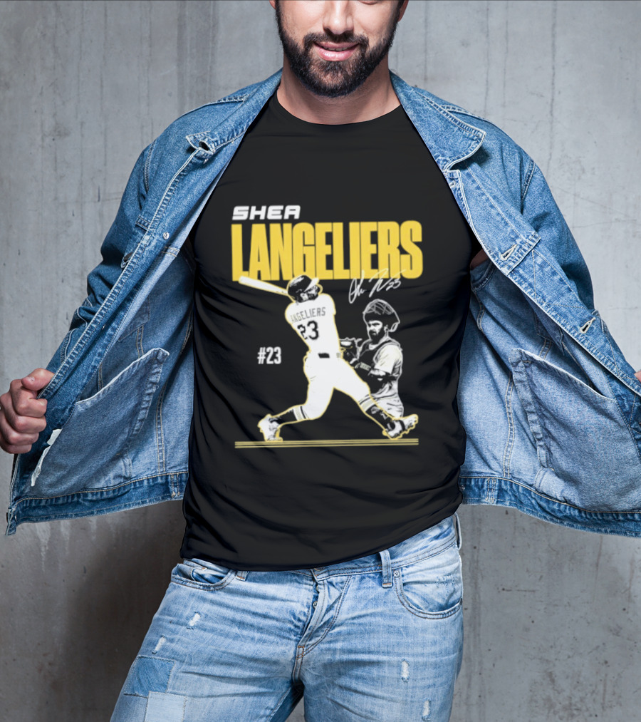 Shea Langeliers 23 Athletics Baseball Slugger Swing Signature T-Shirt