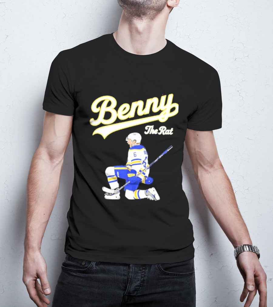 Benny The Rat Buffalo Sabres Number 6 Hockey Player Kneeling T-Shirt