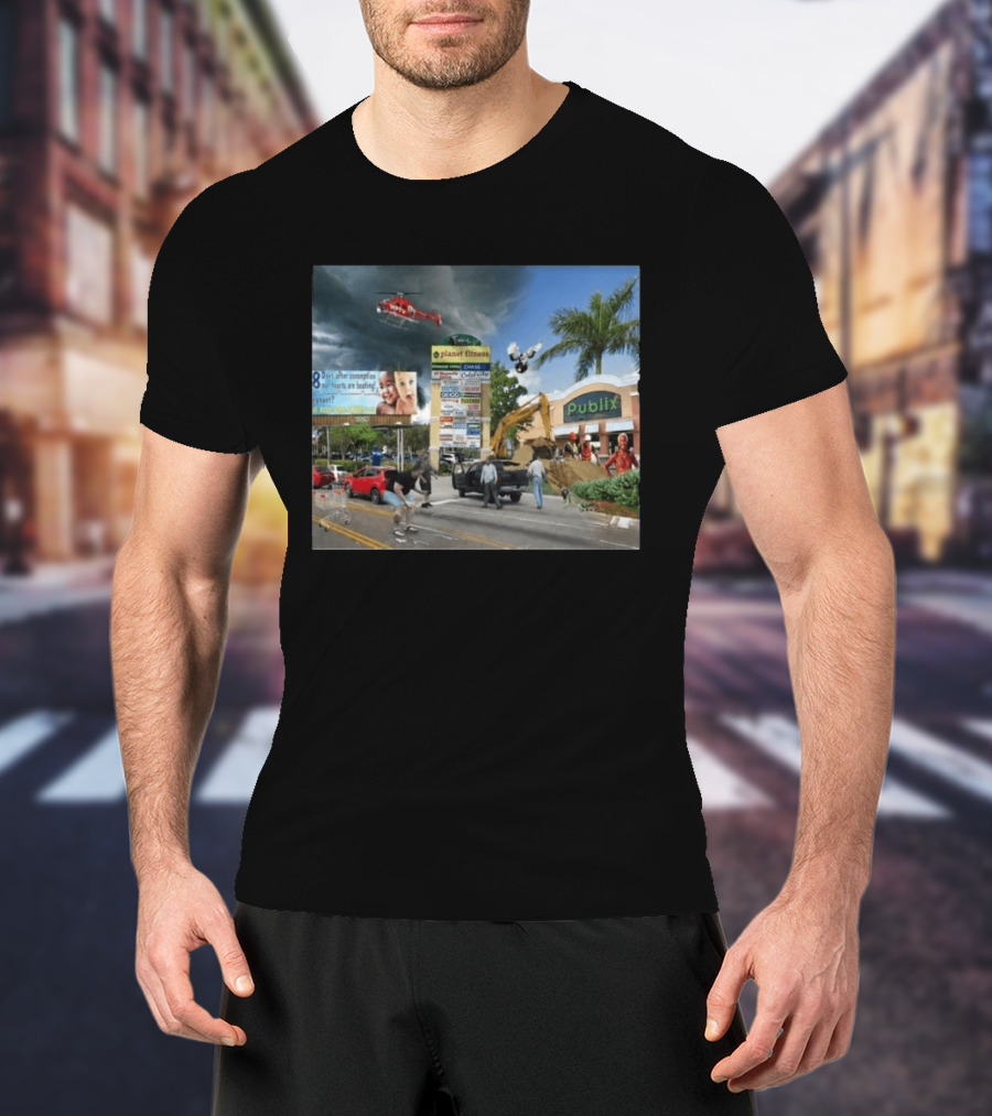 Planet Fitness Publix Chaos At Florida Shopping Plaza With Helicopter And Billboard T-Shirt