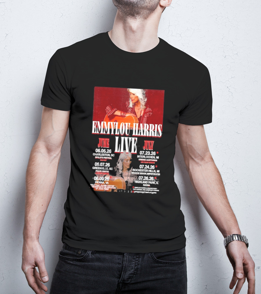 Emmylou Harris Live World Tour June July 2026 Dates And Locations T-Shirt