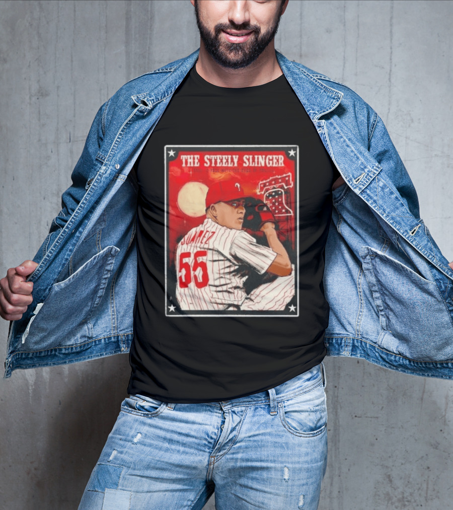 Philadelphia Phillies Ranger Suarez Steely Slinger 55 Baseball T-Shirt