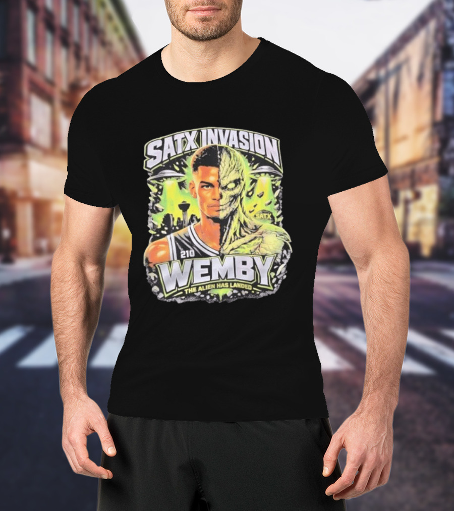 SATX Invasion Wemby The Alien Has Landed Victor Wembanyama 210 T-Shirt