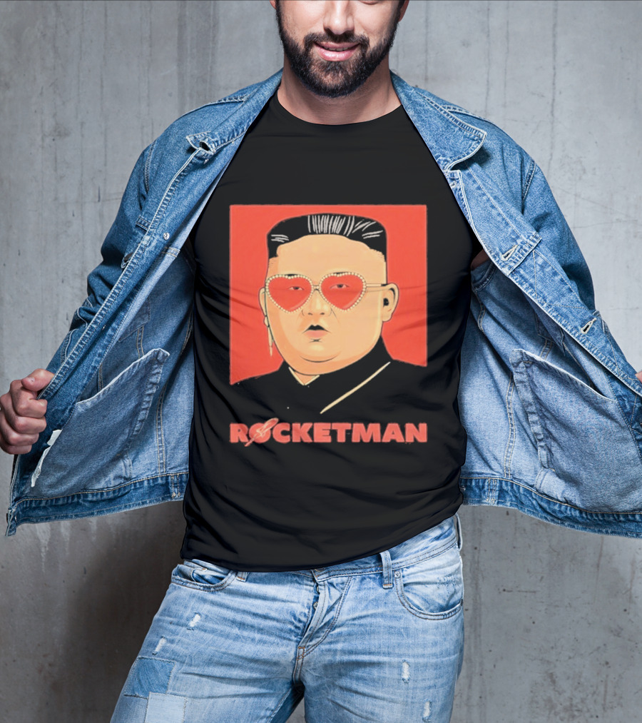 Kim Jong Un Heart Sunglasses Rocketman Meme T-Shirt