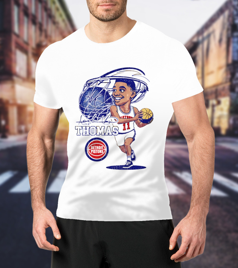 Isiah Thomas Detroit Pistons Caricature Basketball Cartoon Drawing T-Shirt