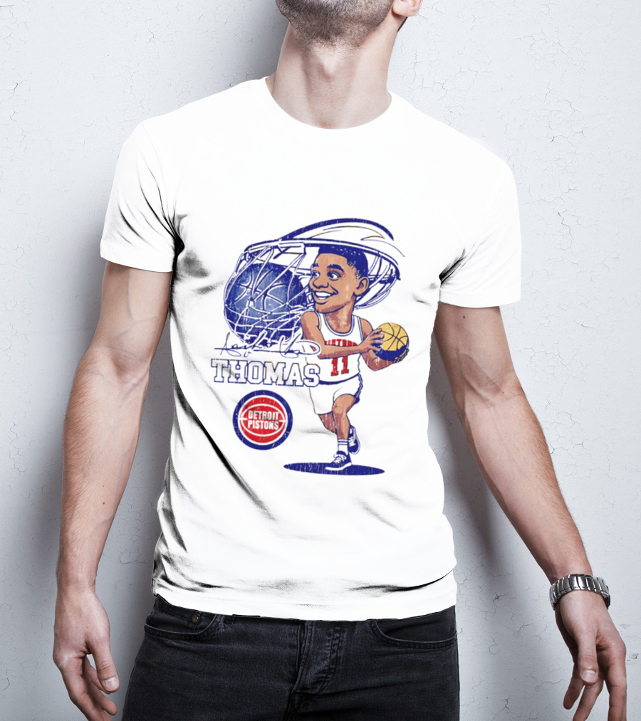 Isiah Thomas Detroit Pistons Caricature Basketball Cartoon Drawing T-Shirt