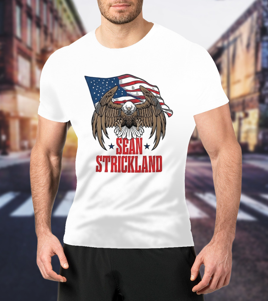 Sean Strickland Eagle With American Flag T-Shirt