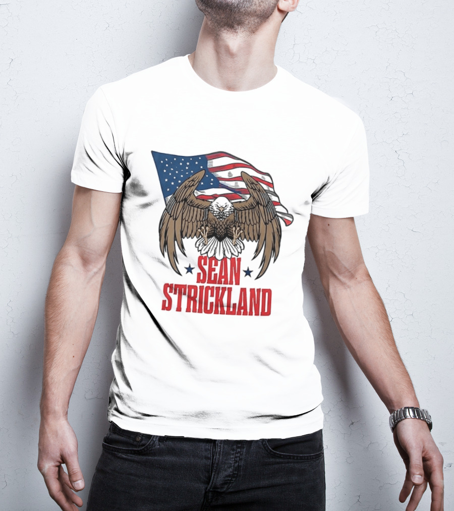 Sean Strickland Eagle With American Flag T-Shirt