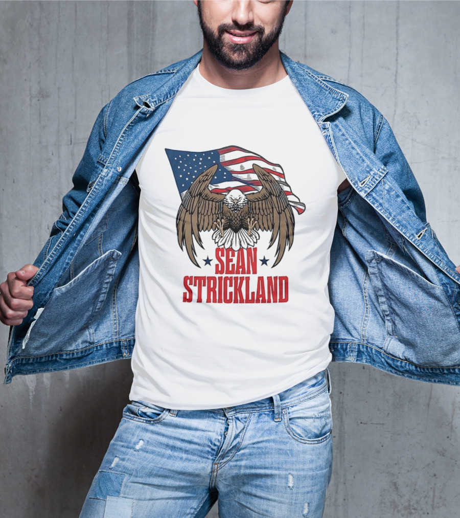 Sean Strickland Eagle With American Flag T-Shirt