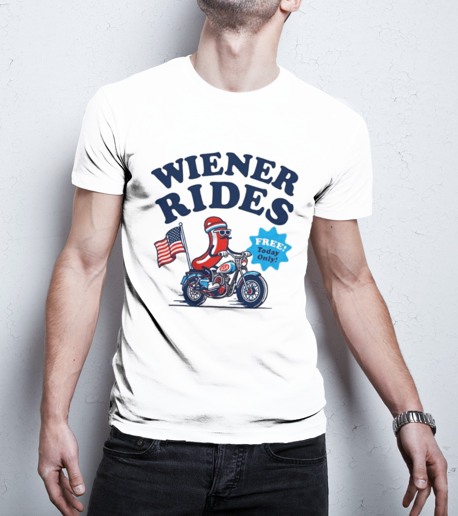 Wiener Rides 4th Of July Sausage Driving Motorbike Free Today Only 250th Anniversary T-Shirt