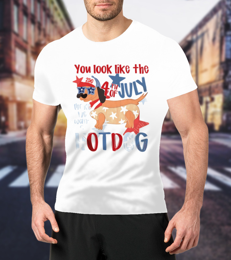 You Look Like The 4th Of July Make Me Want A Hotdog 2020 Dog Star Hat T-Shirt