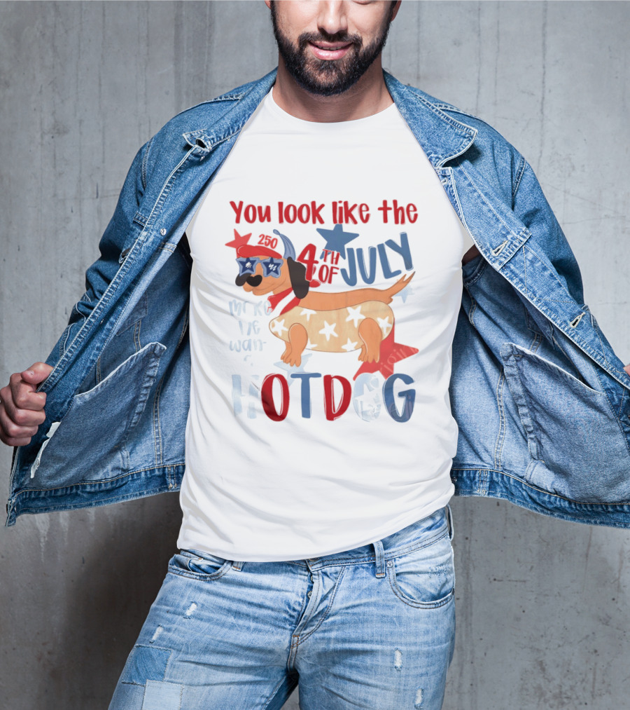 You Look Like The 4th Of July Make Me Want A Hotdog 2020 Dog Star Hat T-Shirt