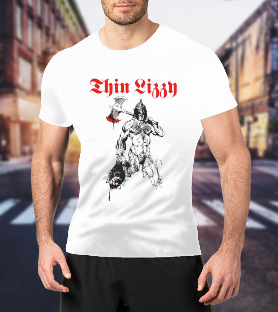 Thin Lizzy Blood Will Spill Warrior Axe T-Shirt