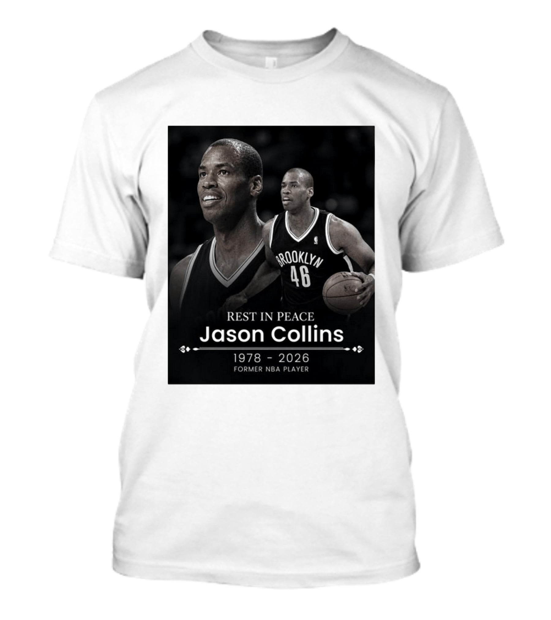 Rest In Peace Jason Collins 1978 2026 Brooklyn 46 Former NBA Player T-Shirt
