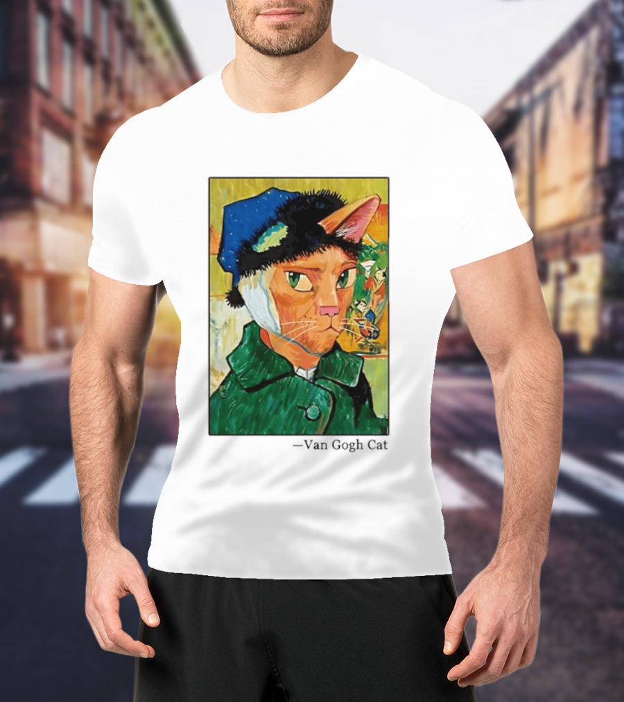 Cat In Van Gogh Style With Bandaged Ear Iconic Painting T-Shirt