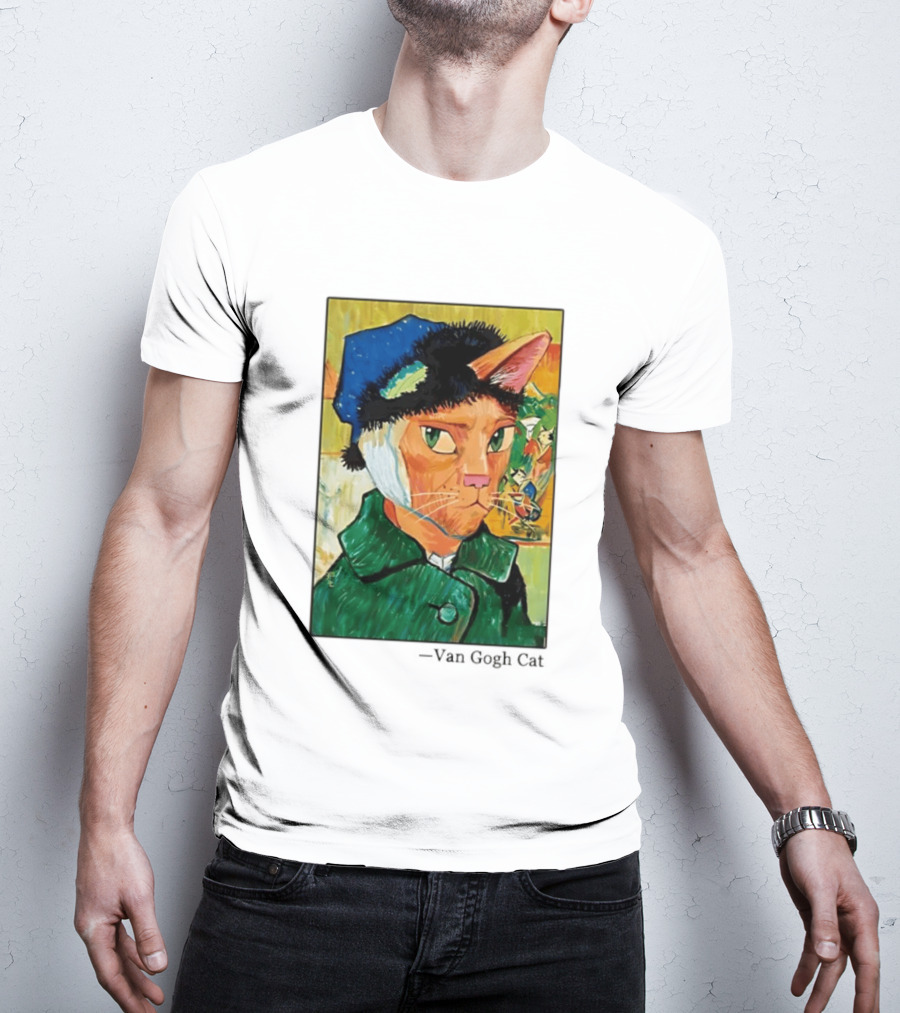 Cat In Van Gogh Style With Bandaged Ear Iconic Painting T-Shirt
