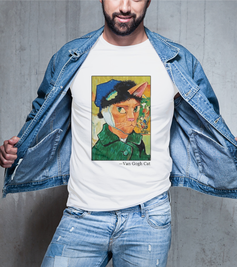 Cat In Van Gogh Style With Bandaged Ear Iconic Painting T-Shirt