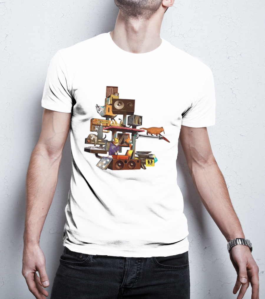 Cats Jamming With Crates And Music Gear T-Shirt
