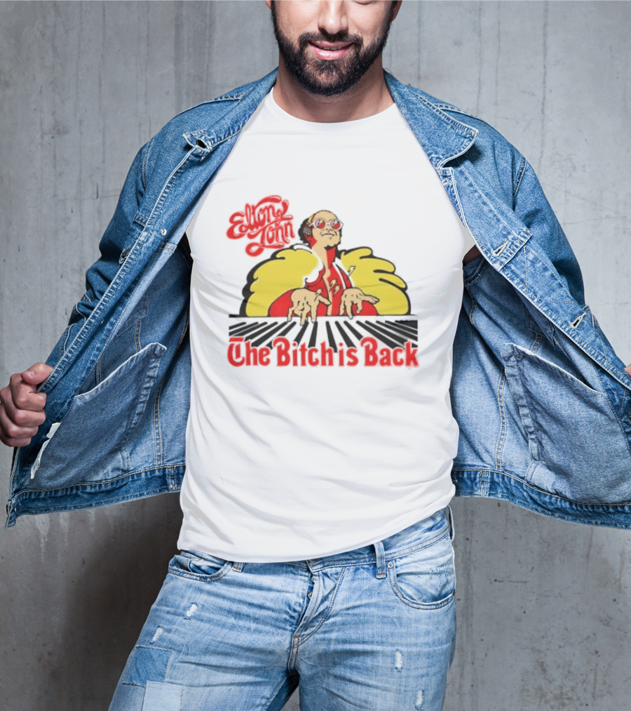 Elton John The Bitch Is Back Burst Yellow And Red T-Shirt