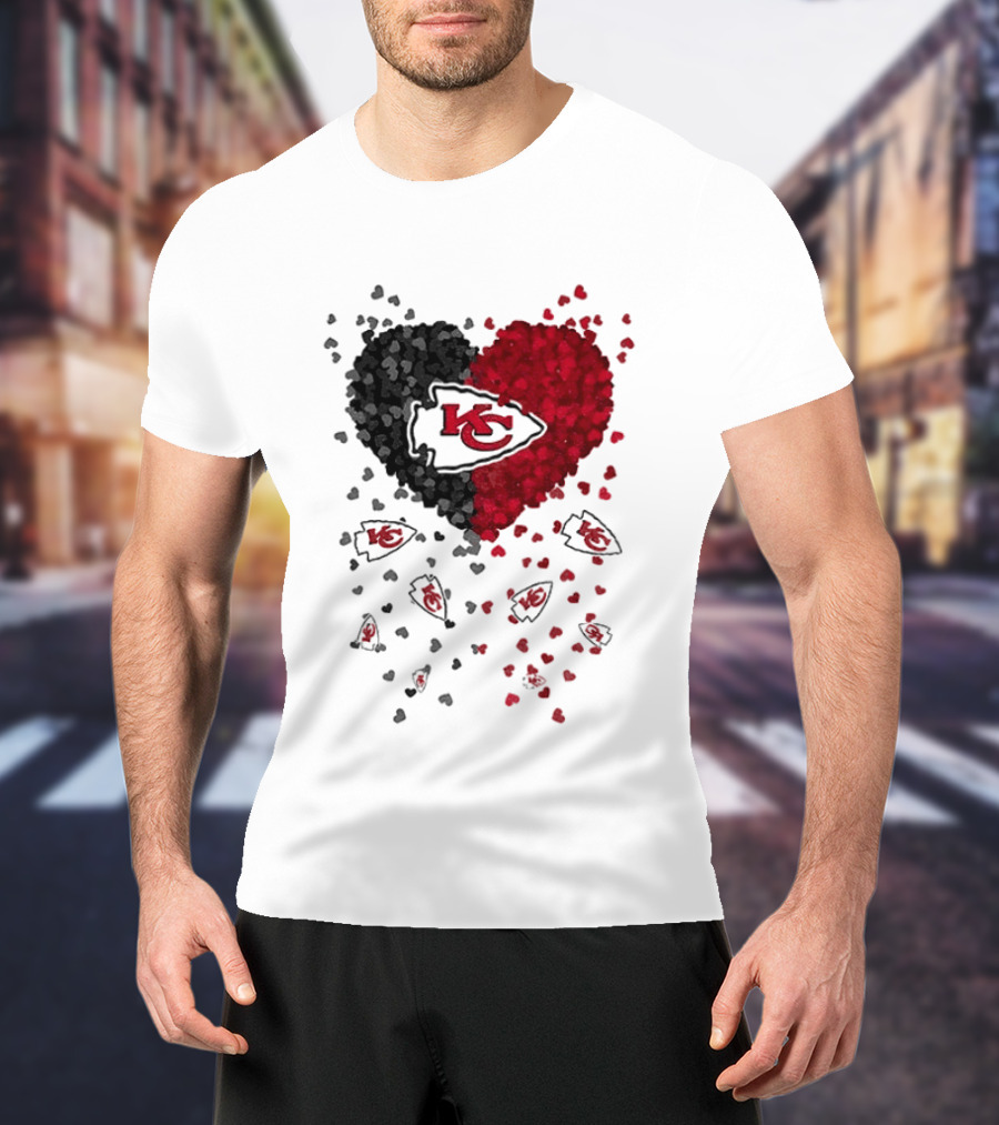 Heart KC Red Black 2026 Kansas City Chiefs Football T-Shirt