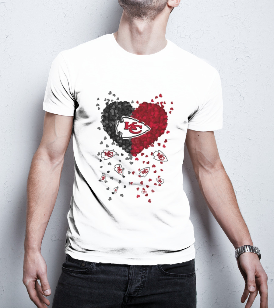 Heart KC Red Black 2026 Kansas City Chiefs Football T-Shirt