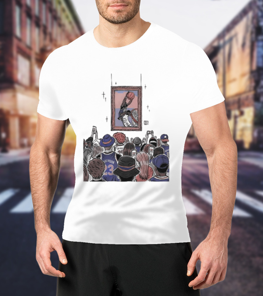 Mitchell Robinson New York Knicks Dunk Moment Over Philadelphia 76ers Joel Embiid Basketball Fans Gallery T-Shirt