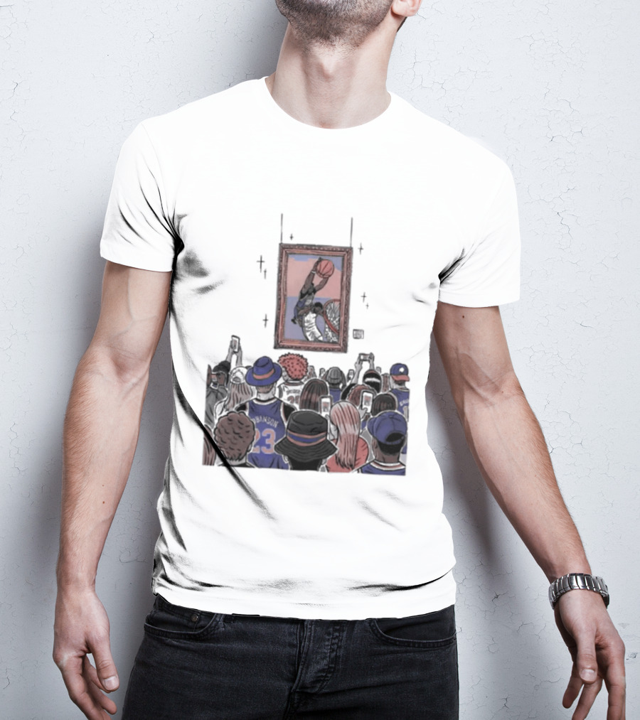 Mitchell Robinson New York Knicks Dunk Moment Over Philadelphia 76ers Joel Embiid Basketball Fans Gallery T-Shirt