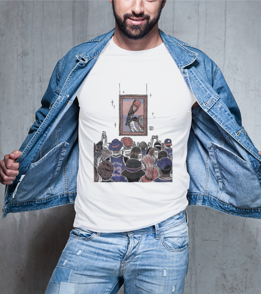 Mitchell Robinson New York Knicks Dunk Moment Over Philadelphia 76ers Joel Embiid Basketball Fans Gallery T-Shirt