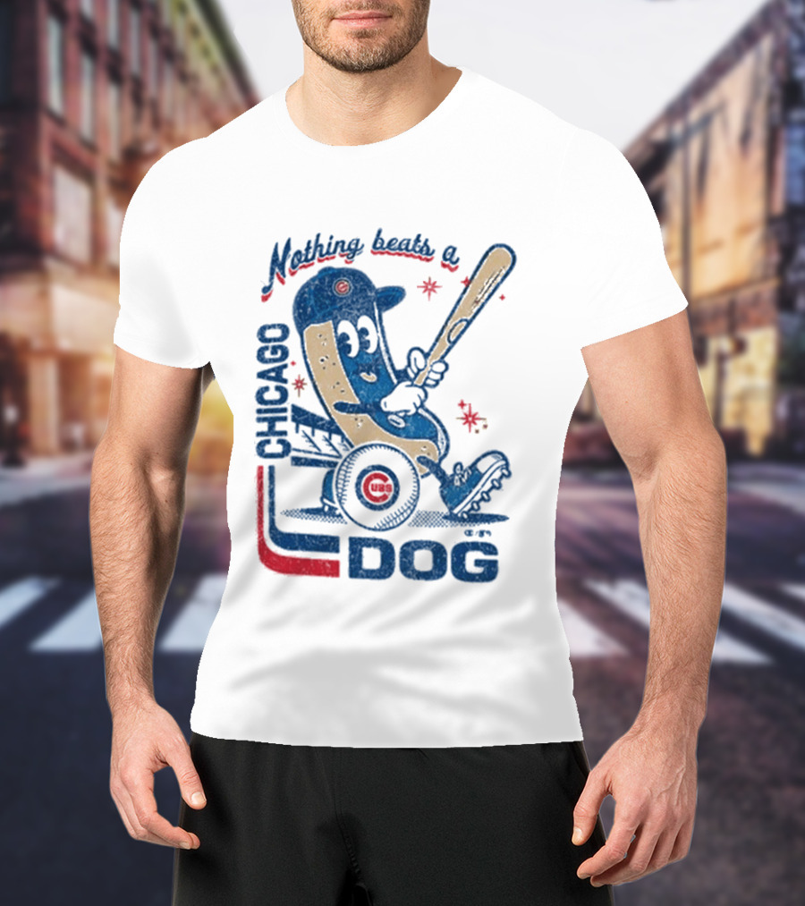 Chicago Cubs Hot Dog Nothing Beats A Chicago Dog T-Shirt