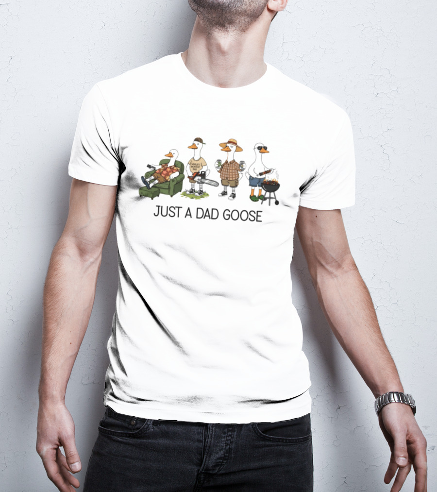 World's Okayest Dad Goose Just A Dad Goose Comic Silly Goose T-Shirt