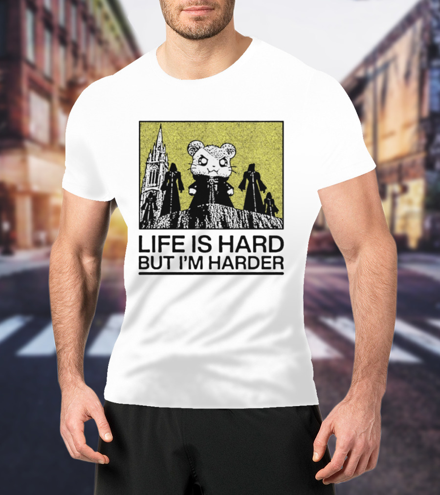 Hamtaro Life Is Hard But I'm Harder Gothic Style Tower And Figures T-Shirt