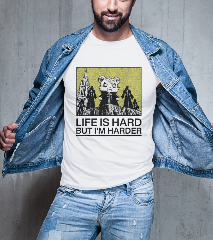Hamtaro Life Is Hard But I'm Harder Gothic Style Tower And Figures T-Shirt