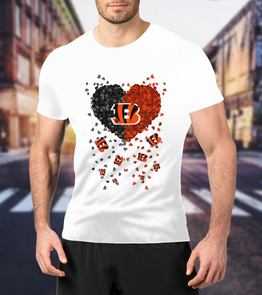 Cincinnati Bengals Heart 2026 Football Fan Love Collection T-Shirt