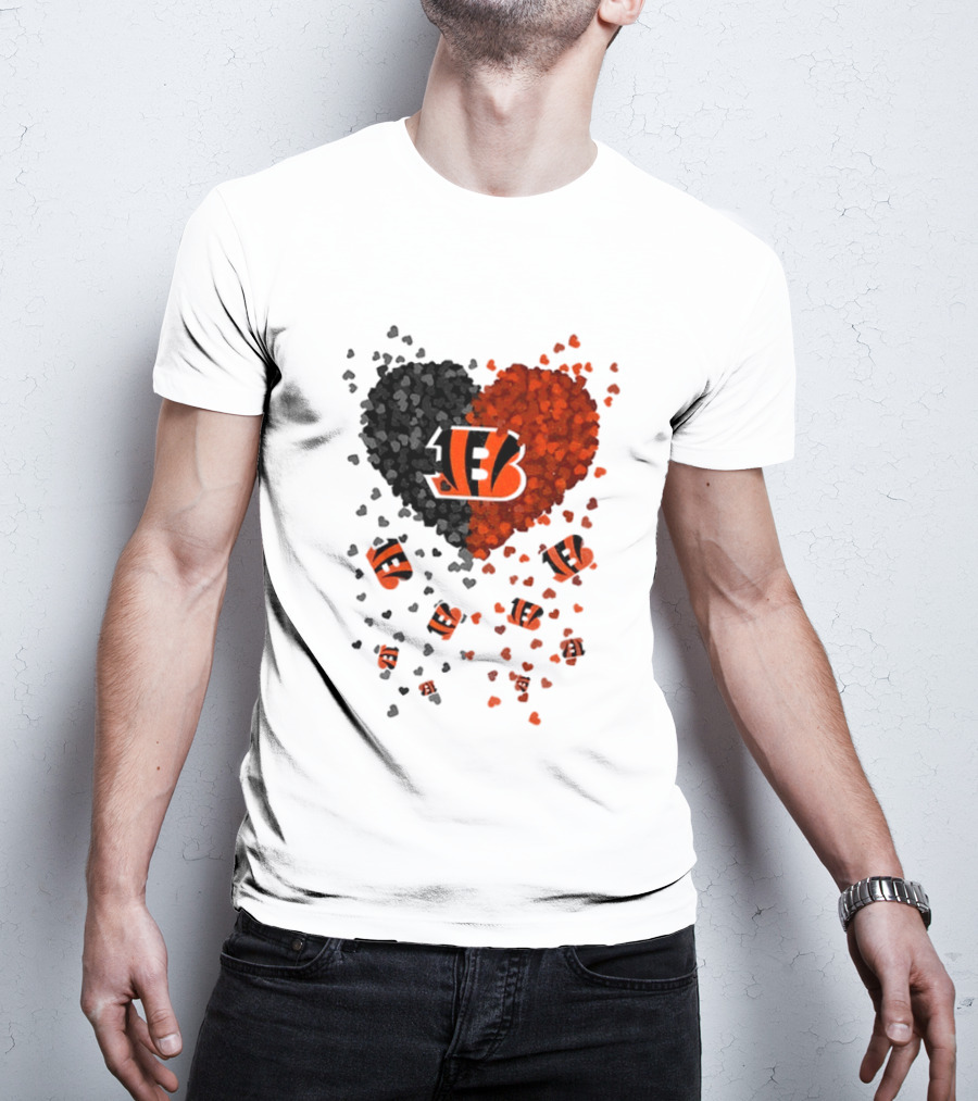 Cincinnati Bengals Heart 2026 Football Fan Love Collection T-Shirt