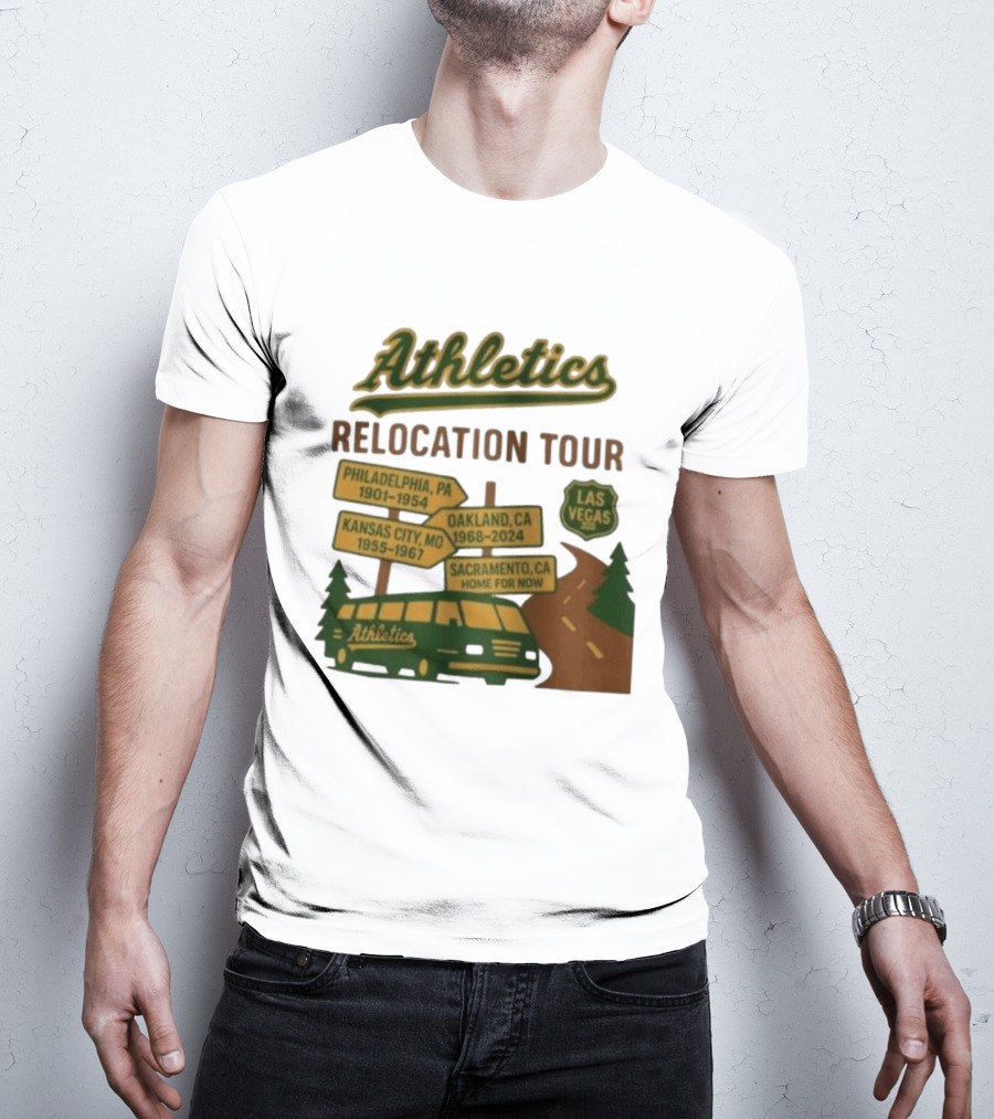 Athletics Relocation Tour Philadelphia Kansas City Oakland Sacramento Las Vegas T-Shirt