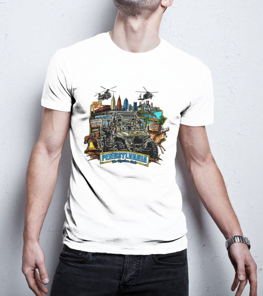 Pennsylvania The Keystone State Adventure Skyline Wildlife And City Landmarks T-Shirt