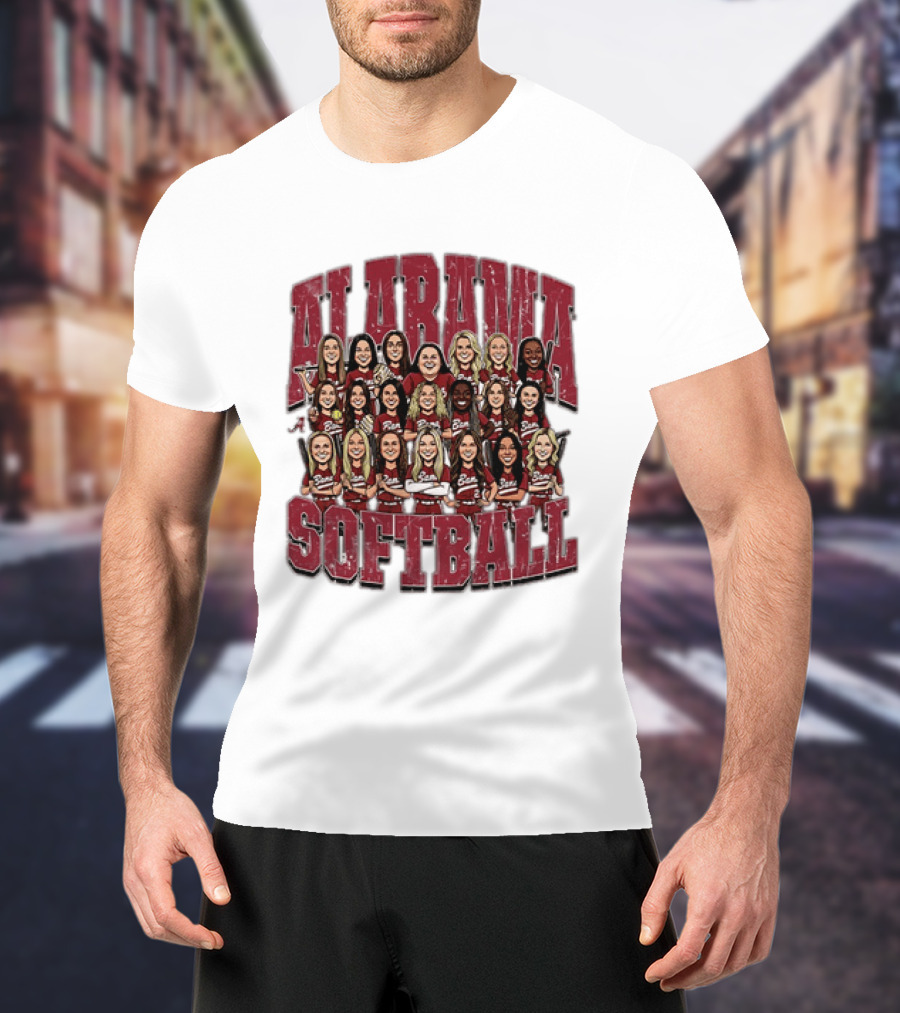 Crimson Tide Softball Alabama Team Caricature Players T-Shirt